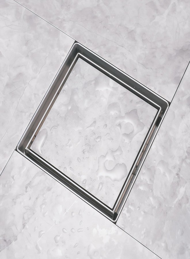 GOEKA 6" x 6" SS 304 Stainless Steel Tile & Marble Insert Floor Drain | Reverse Plate Jali Stainer | Square Bathroom, Roof, Terrace, Balcony Drain | Anti-Clog & Rust-Resistant - Image 1